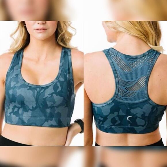 Zyia Active Blue Camo Bomber Bra Small - Picture 1 of 6